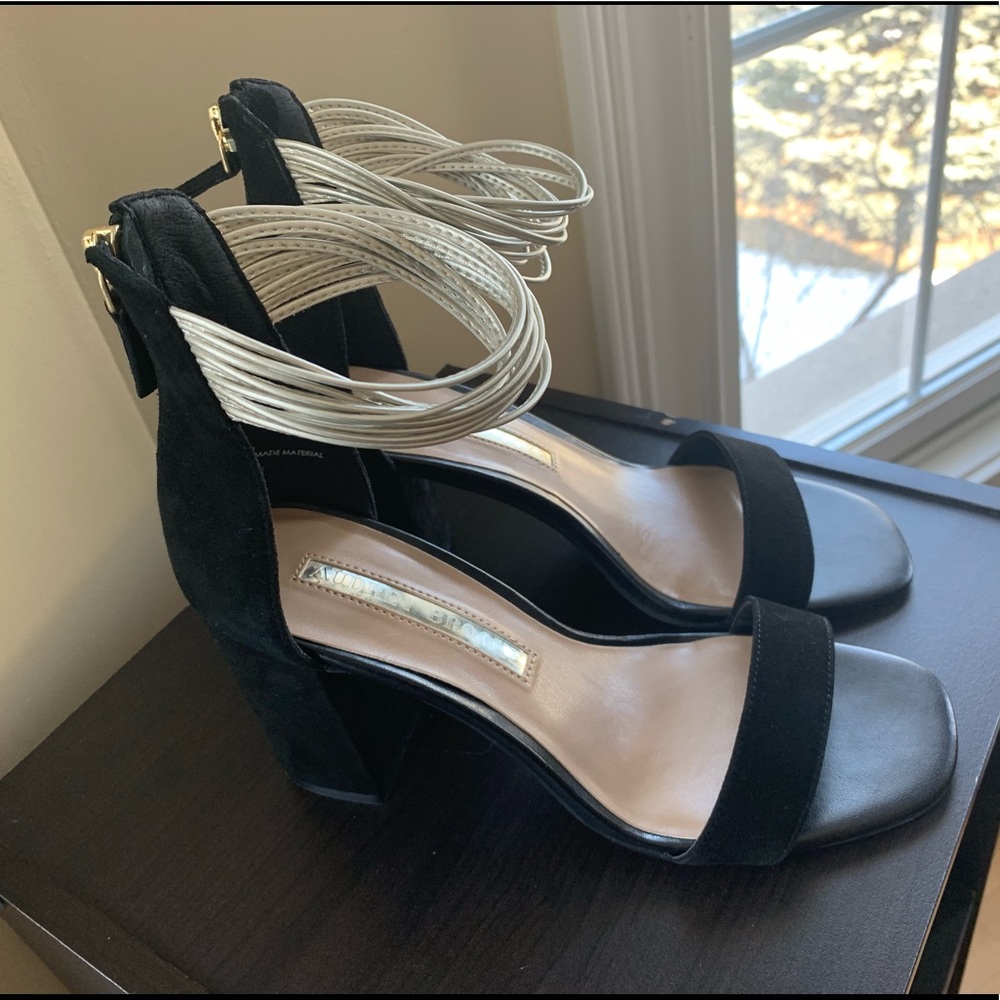 Audrey Brooke Black Suede Strappy Sandals